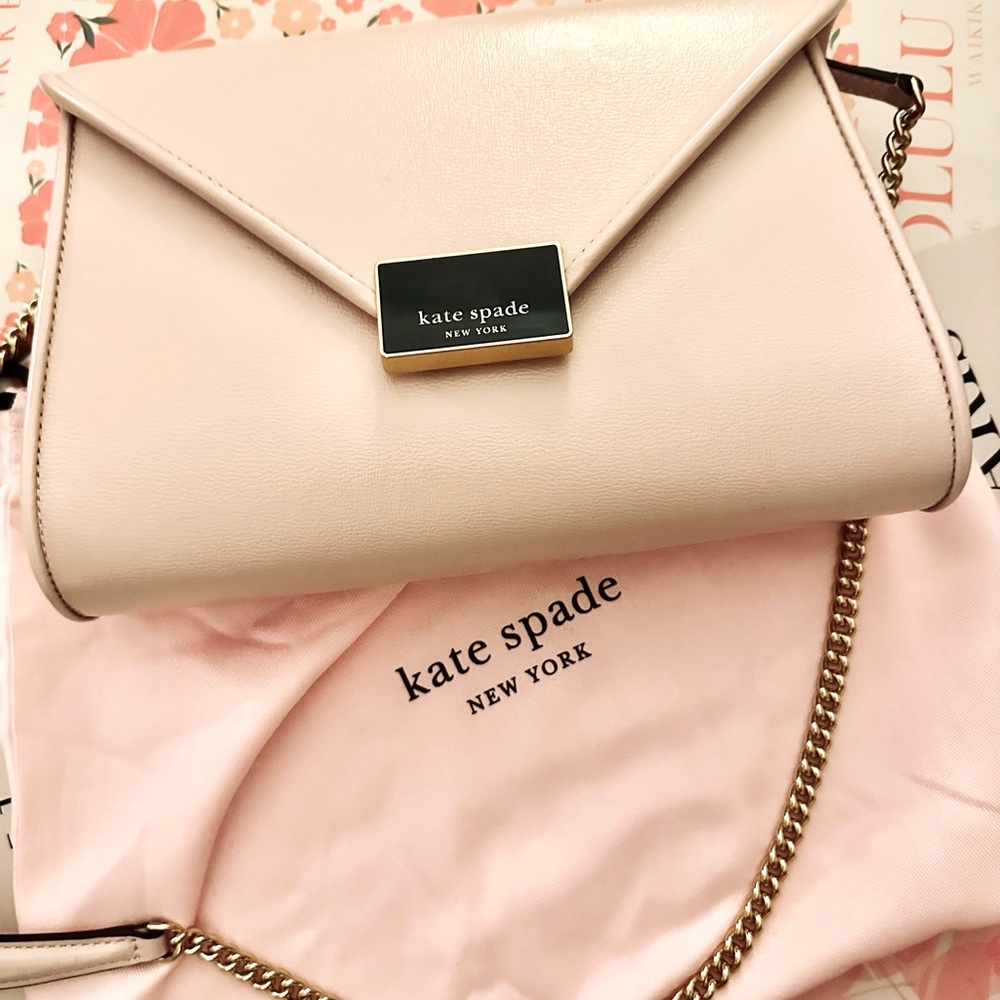 Kate Spade Anna Medium Leather Clutch & Shoulder Bag Moochi Pink MSRP $298 NWT - Picture 2 of 12
